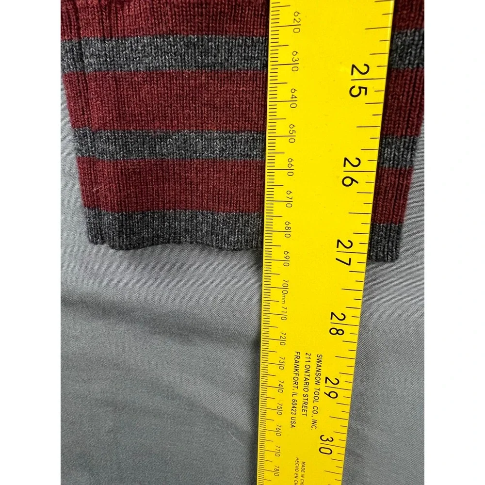 Banana Republic Sweater Mens XL Red Gray Striped Italian Merino Wool Baruffa Exc